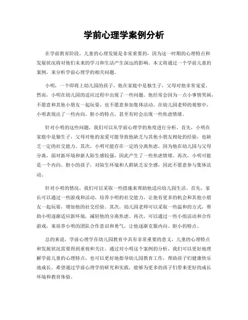 学前心理学案例分析