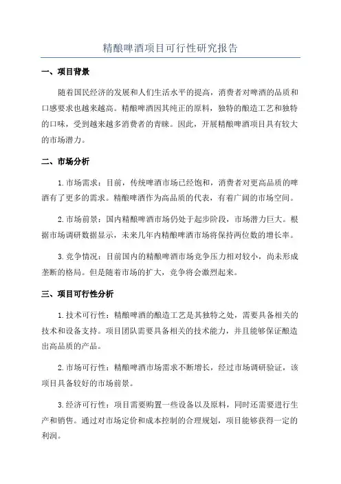 精酿啤酒项目可行性研究报告