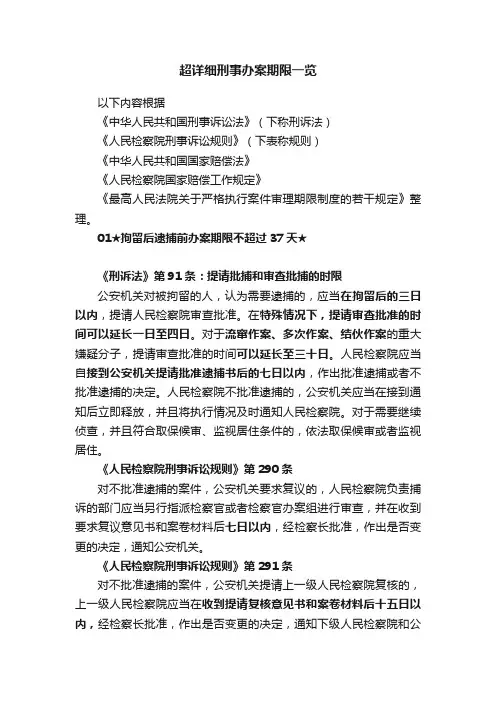 超详细刑事办案期限一览