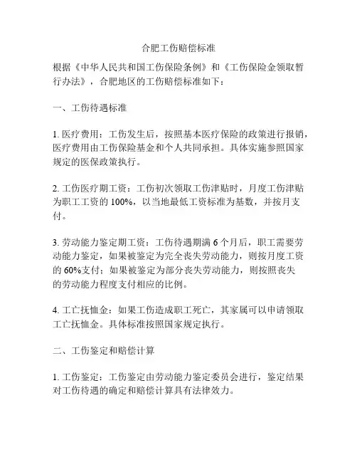 合肥工伤赔偿标准