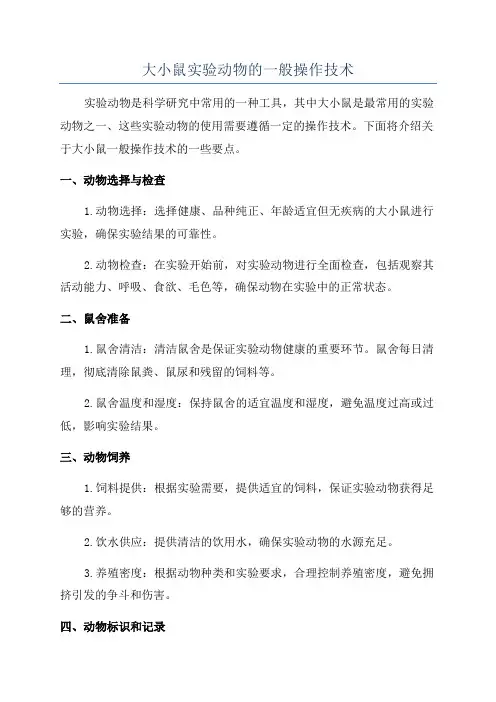 大小鼠实验动物的一般操作技术