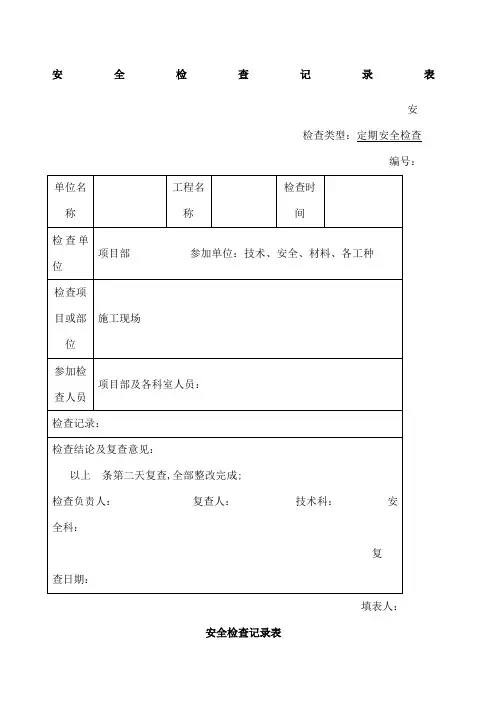 建筑工程安全检查记录表
