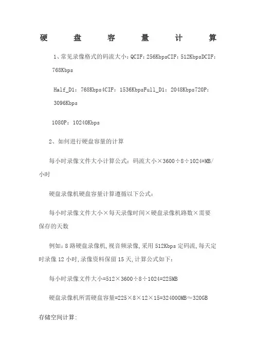 监控录像机所需硬盘大小计算方法