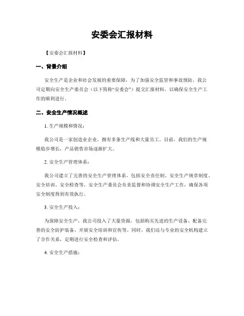 安委会汇报材料