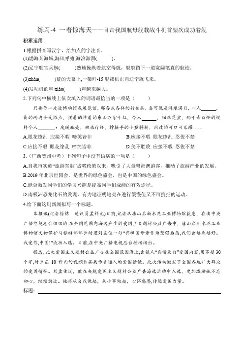 【八年级上册语文】练习-4 一着惊海天