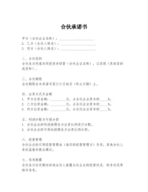 合伙承诺书