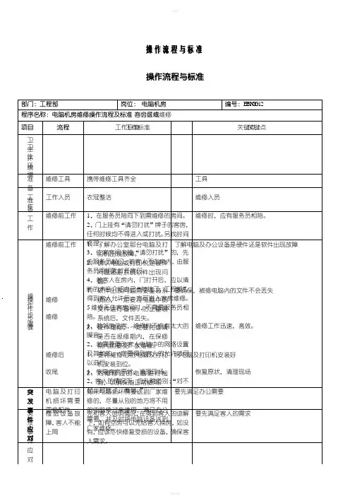 酒店工程部工作标准及流程