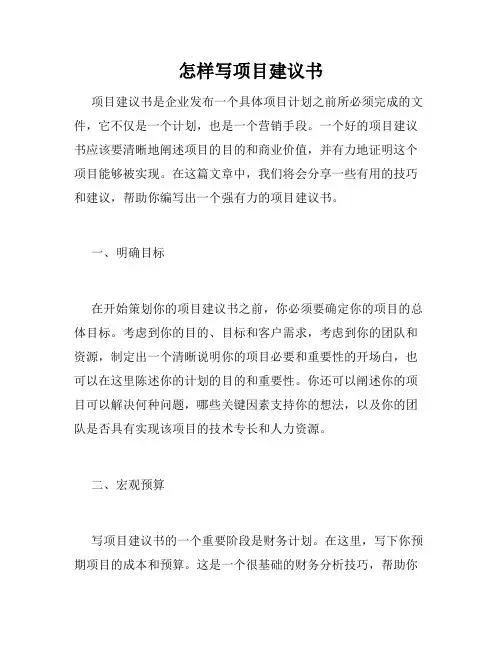 怎样写项目建议书