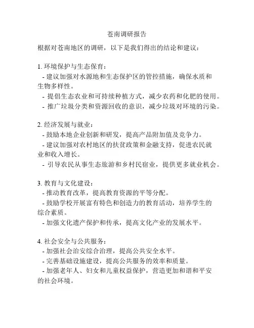 苍南调研报告