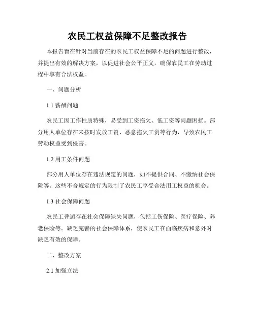农民工权益保障不足整改报告