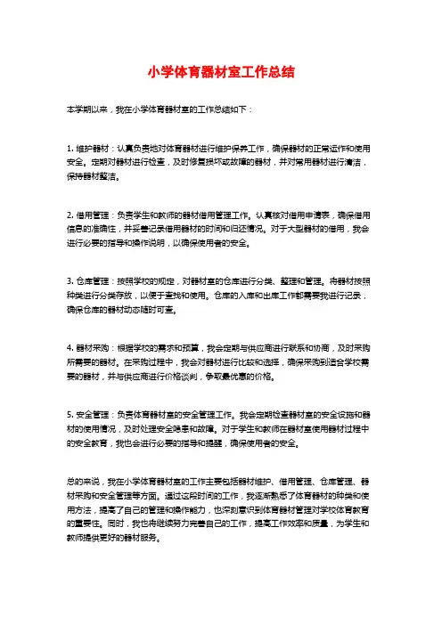 小学体育器材室工作总结