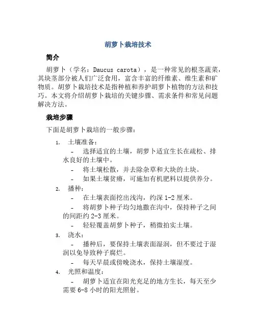 胡萝卜栽培技术