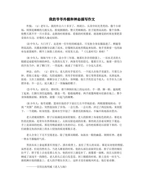 我的爷爷外貌和神态描写作文