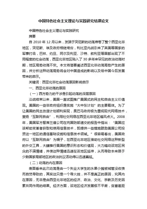 中国特色社会主义理论与实践研究结课论文