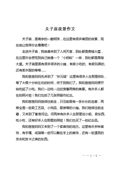 夫子庙夜景作文
