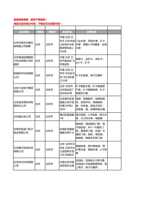 新版北京市IC卡工商企业公司商家名录名单联系方式大全400家