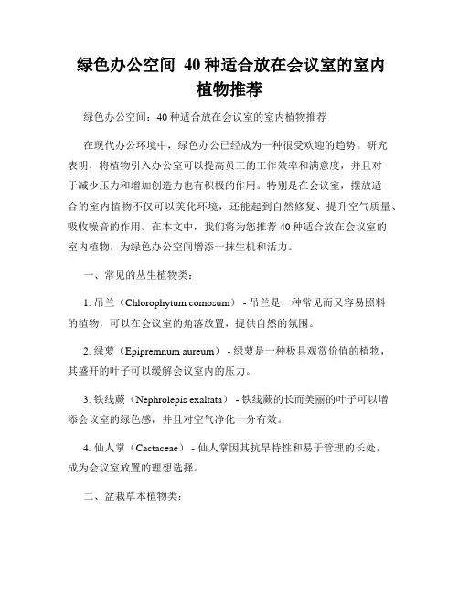  绿色办公空间  40种适合放在会议室的室内植物推荐
