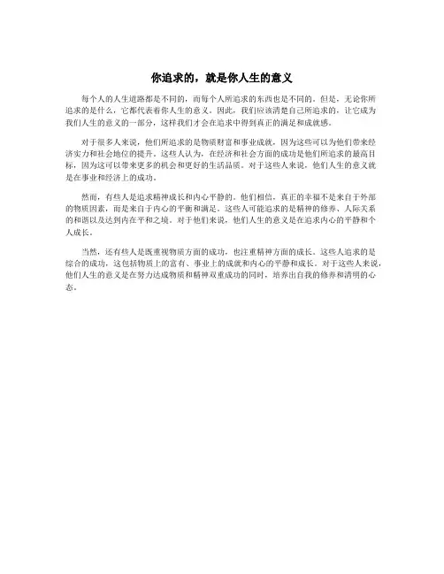 你追求的,就是你人生的意义
