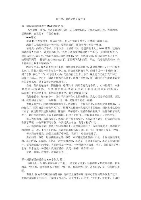 那一刻,我感受到了爱作文
