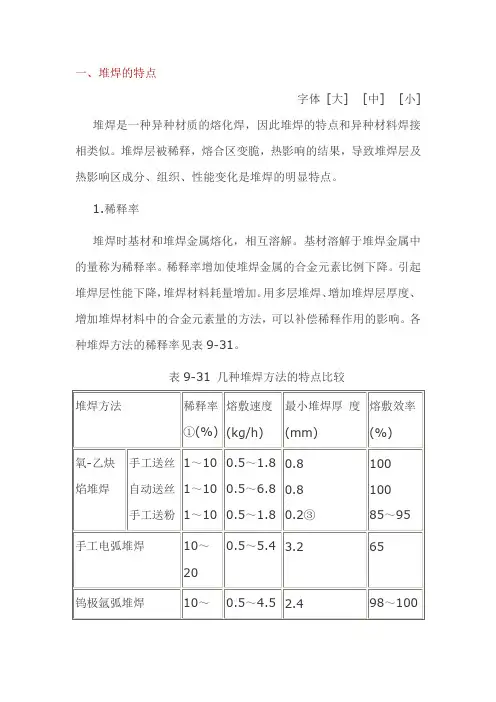 堆焊的特点