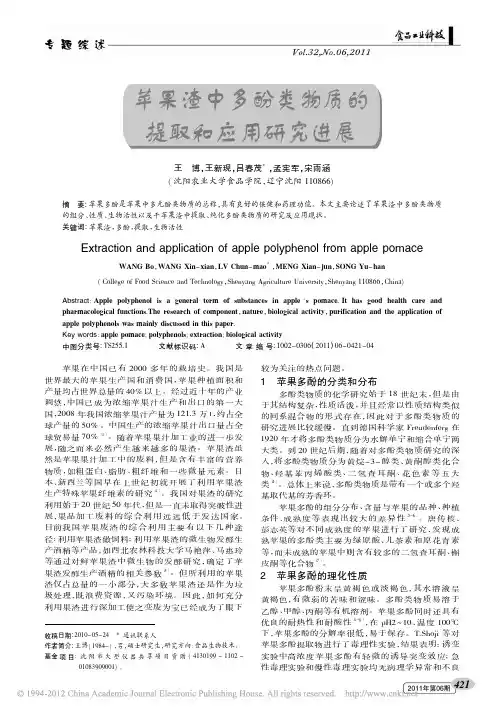 苹果渣中多酚类物质的提取和应用研究进展