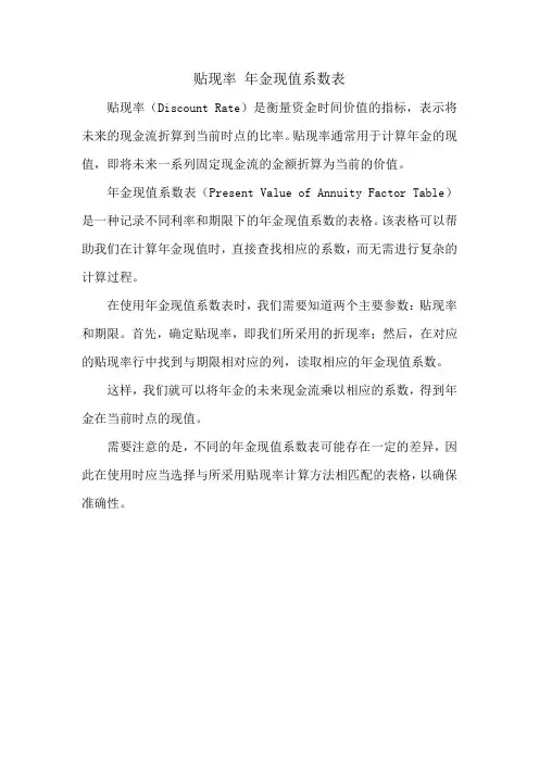 贴现率 年金现值系数表