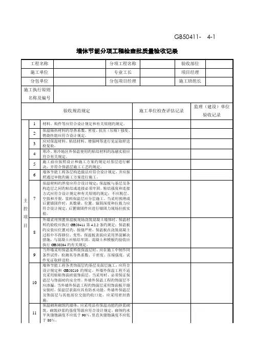 建筑节能工程施工质量验收规范检验批表格