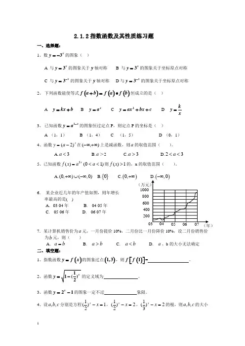 指数函数及其性质练习题及答案