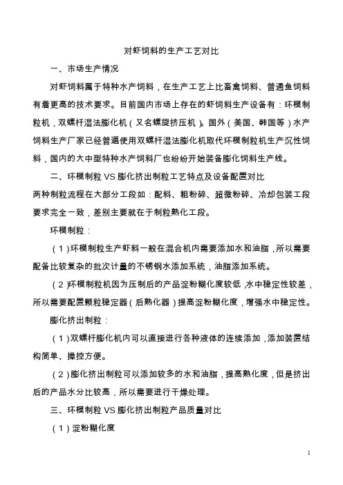 对虾饲料的生产工艺对比资料