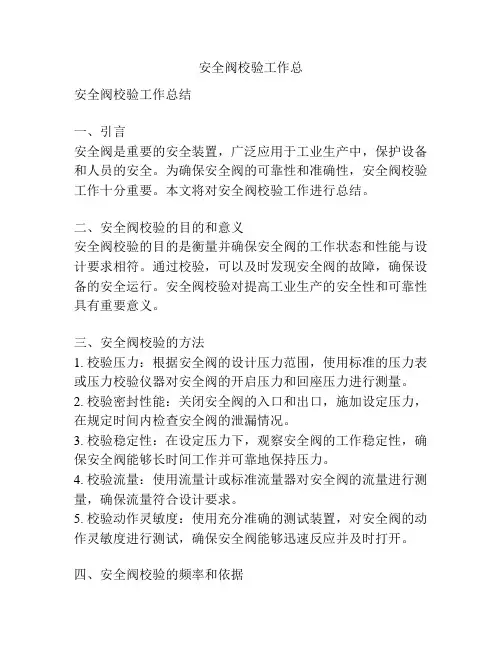 安全阀校验工作总
