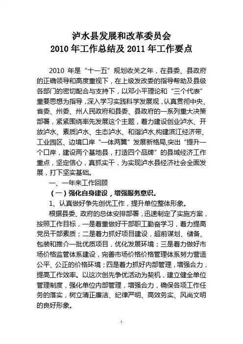 2010年工作总结及2011工作计划[13页]