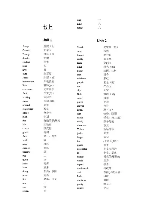 冀教版 初中英语 词汇表(完整)【范本模板】