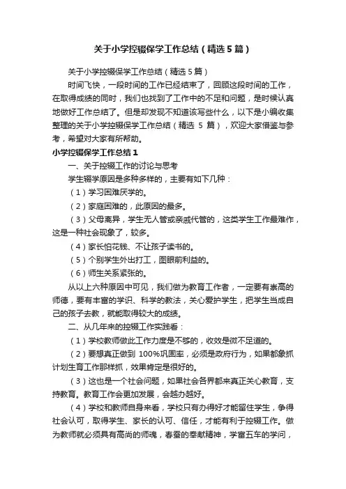 关于小学控辍保学工作总结（精选5篇）