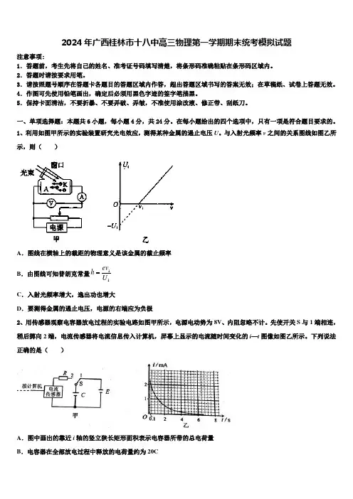 2024年广西桂林市十八中高三物理第一学期期末统考模拟试题含解析