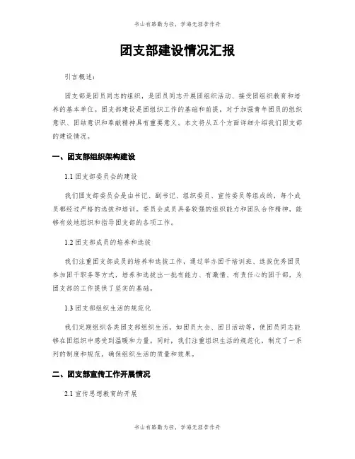 团支部建设情况汇报