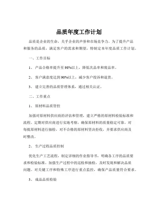品质年度工作计划