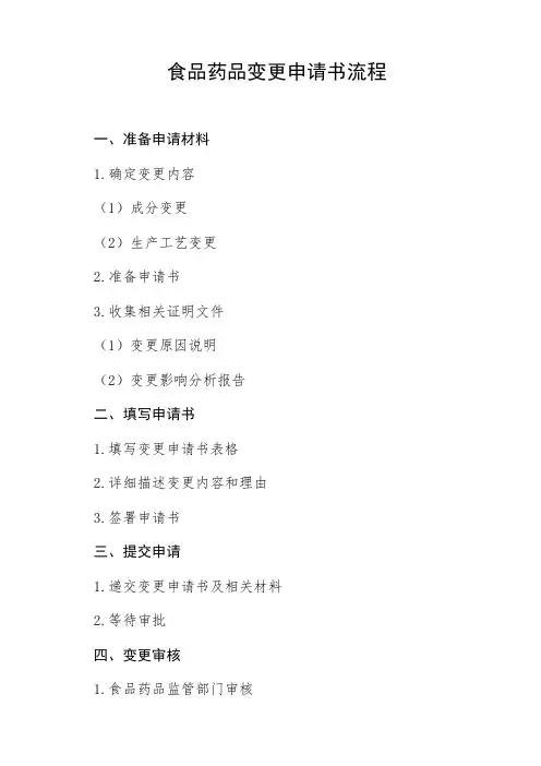 食品药品变更申请书流程
