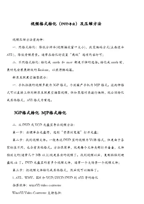 视频格式转化(DVD导出)及压缩方法