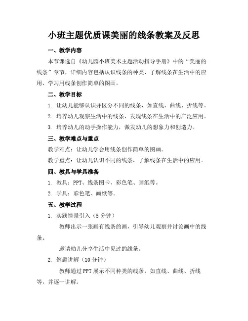 小班主题优质课美丽的线条教案及反思