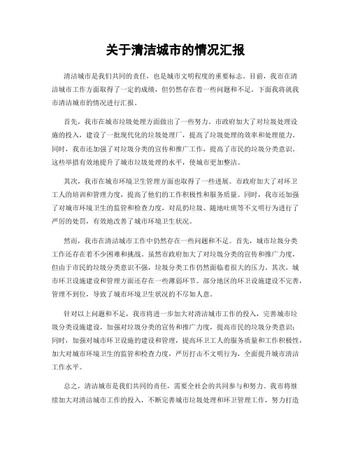 关于清洁城市的情况汇报
