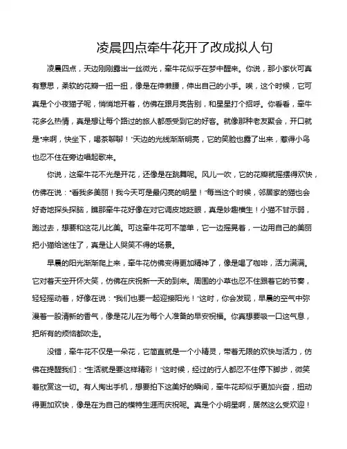凌晨四点牵牛花开了改成拟人句