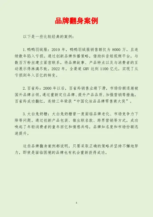 品牌翻身案例