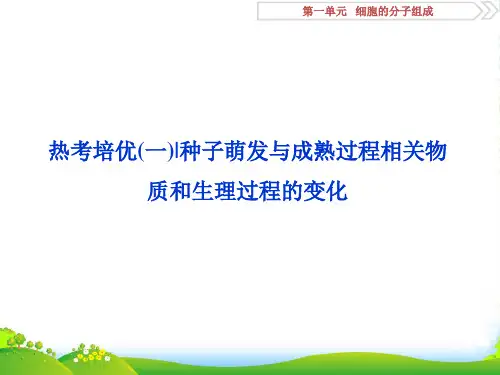 届高中生物一轮复习方案课件：第1单元 5 热考培优(一)种子萌发与成熟过程相关物质和生理过程的变化