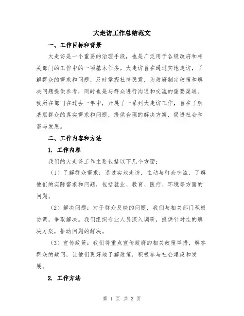 大走访工作总结范文