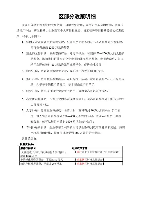 张江高科技园区政策