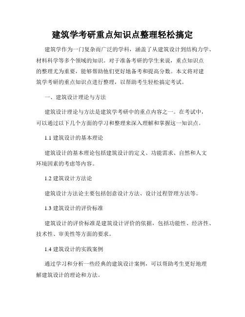建筑学考研重点知识点整理轻松搞定