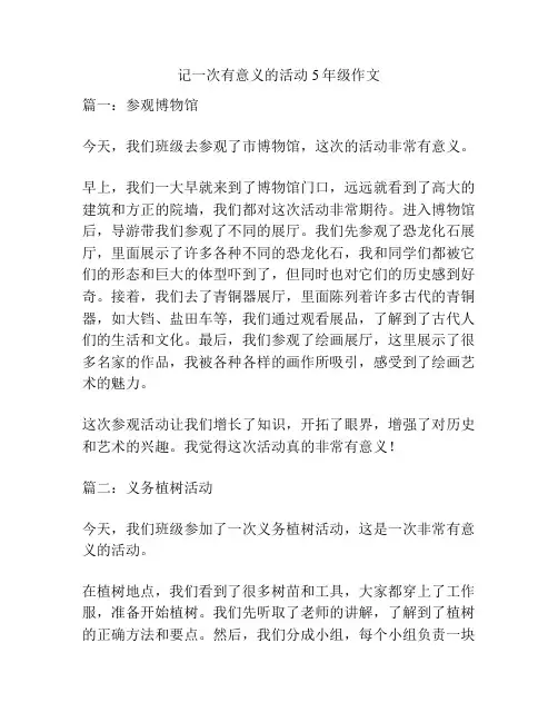 记一次有意义的活动5年级作文