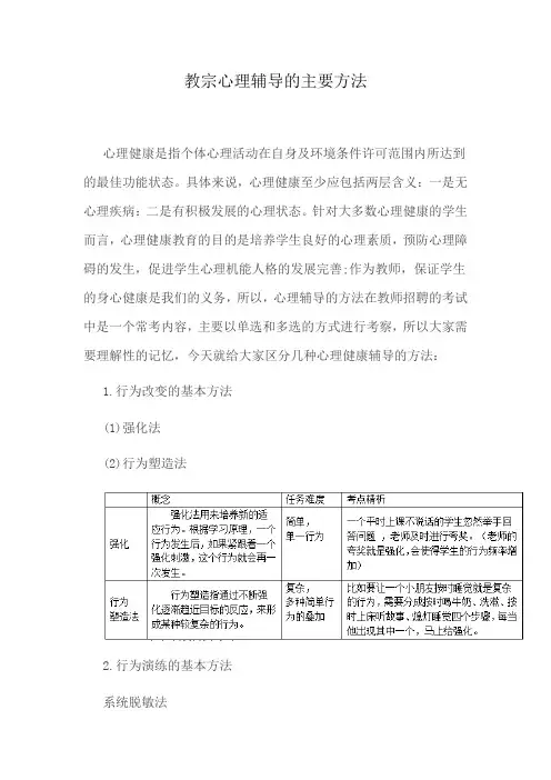 教宗心理辅导的主要方法