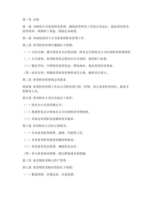 公司食堂财务管理制度模板
