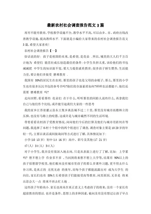 最新农村社会调查报告范文3篇